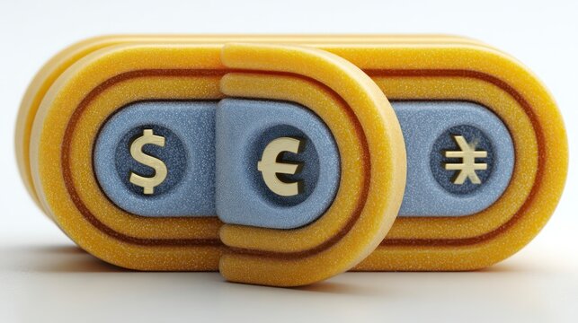 Currency Symbols in 3D Design Dollar Euro and Yen Representations for Finance Concepts
