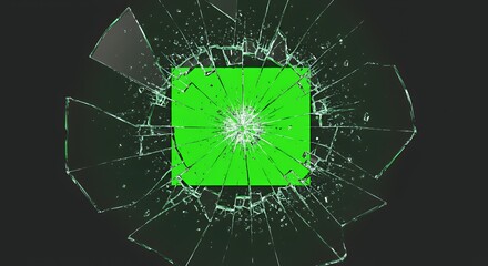 Shattered Glass with Green Screen Background: A Dramatic Visual Metaphor