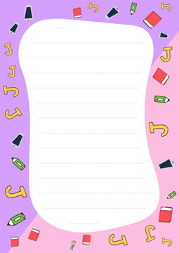 Cute Back to School Stationery Design featuring books pencils and letters perfect for note taking journaling or crafting
