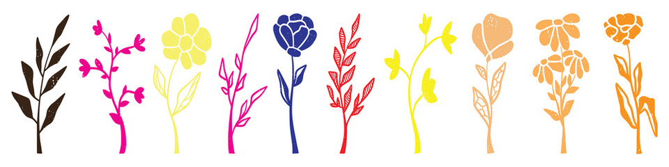 Flower kid crayon pencil vector. Childish flower background. Cheerful l kid draw illustration. Cute flower simple doodle art