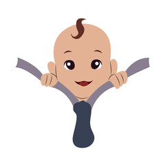 Baby Peeking Suit Business Cartoon Illustration
