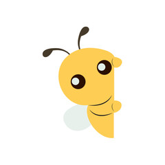 Cute Cartoon Bee Peeking Corner
