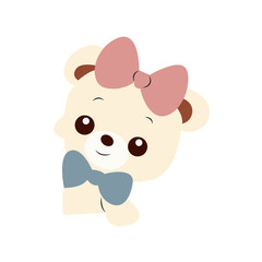Cute Cartoon Bear Bow Tie Girl
