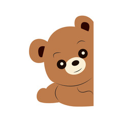 Cute Brown Teddy Bear Peeking Corner