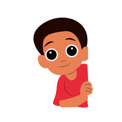 Cute Boy Cartoon Red Shirt Portrait