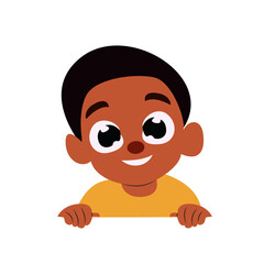 Happy Black Boy Peeking Over Sign