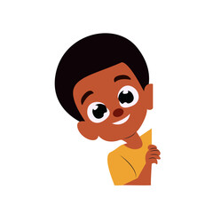 Happy Black Boy Peeking Corner Illustration