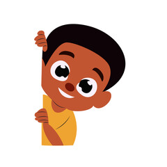 Happy Boy Peeking Corner Illustration