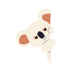 Cute Koala Peeking Cartoon Illustration