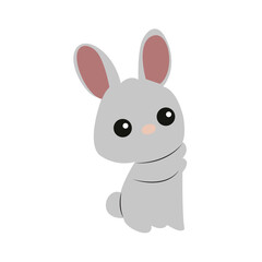 Cute Grey Bunny Cartoon Illustration