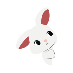 Cute White Rabbit Peeking Cartoon
