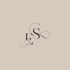 beautiful initial ES line and bold mix concept wedding serif monogram logo letter