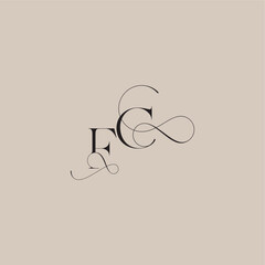 beautiful initial FC line and bold mix concept wedding serif monogram logo letter