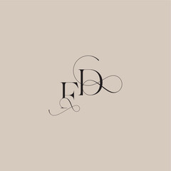 beautiful initial FD line and bold mix concept wedding serif monogram logo letter