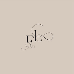 beautiful initial FL line and bold mix concept wedding serif monogram logo letter