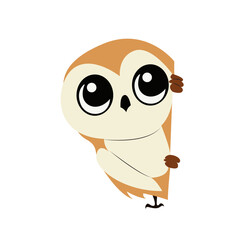 Cute Cartoon Owl Peeking Corner