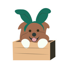 Bunny-Eared Dog Wooden Box Easter