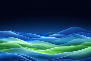 Fototapeta premium Abstract wave formations of blue and green. Layered, smooth, flowing shapes creating a dynamic, ethereal landscape