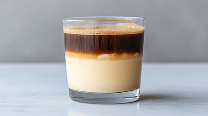 Creamy coffee layered drink with rich texture and inviting appearance