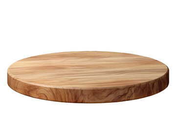 Round wooden podium for product display on transparent background