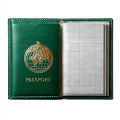 Green Passport Open Displaying Blank Pages Ready for Travel and International Documentation.