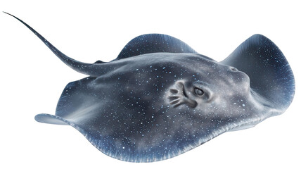 Detailed Stingray Close-Up on White Transparent Background
