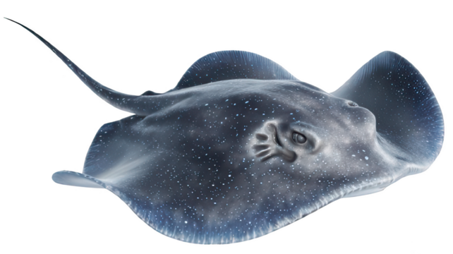 Detailed Stingray Close-Up on White Transparent Background