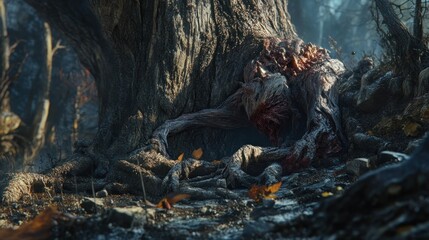 The Grotesque Tree Creature: A Dark Fantasy Digital Painting
