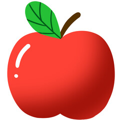 red apple with leaf