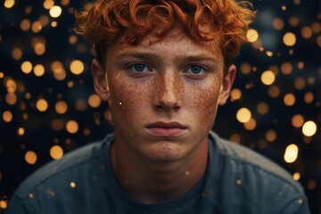 Freckled Youth with a Natural, Star-Like Facial Pattern

