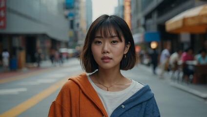 Urban Lifestyle: Asian Woman in Comfortable Casual Wear
