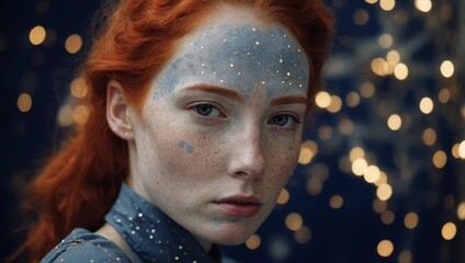 Enchanting Woman with Delicate Freckles on Porcelain Skin
