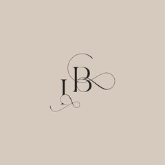 beautiful initial wedding serif monogram logo letter line and bold mix concept IB