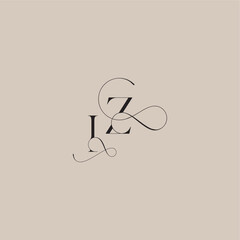 beautiful initial wedding serif monogram logo letter line and bold mix concept IZ