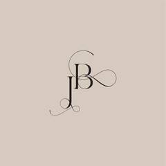 beautiful initial wedding serif monogram logo letter line and bold mix concept JB