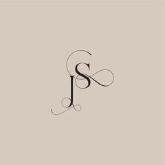 beautiful initial wedding serif monogram logo letter line and bold mix concept JS