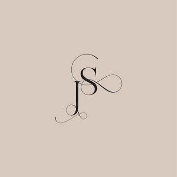 beautiful initial wedding serif monogram logo letter line and bold mix concept JS