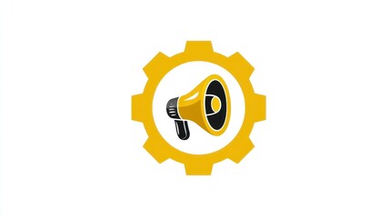 Obraz premium Gear and Megaphone Icon for Communication and Technology Concepts