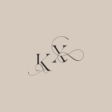 beautiful initial wedding serif monogram logo letter line and bold mix concept KX