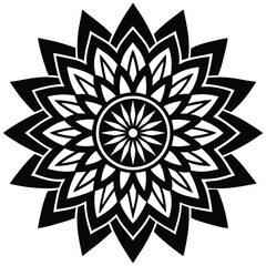 Intricate Black and White Mandala Design Geometric Floral Pattern