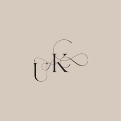 line and bold mix concept UK wedding serif monogram logo letter beautiful initial