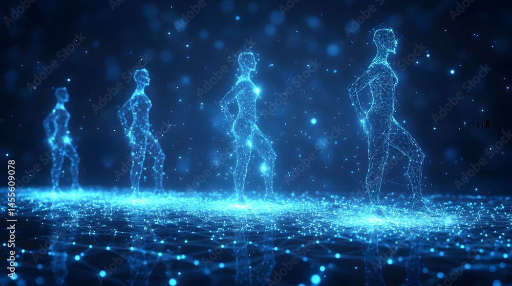 Aufkleber ethereal figures glow, creating a futuristic spectacle. mesmerizing digital silhouettes dance in the