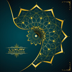 Traditional teal colour abstract golden ornamental 
creative mandala design | Floral Mandala Ornament Set for Scrapbooking, Meditation Art, Mindfulness Books, and Spiritual Poster Design, Weeding card