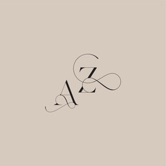 wedding serif monogram logo line and bold mix concept AZ beautiful initial letter