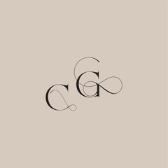 wedding serif monogram logo line and bold mix concept CG beautiful initial letter
