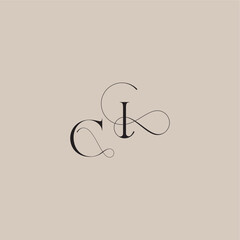 wedding serif monogram logo line and bold mix concept CI beautiful initial letter