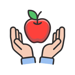 Hands Offering Apple Fruit Icon Design