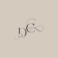 wedding serif monogram logo line and bold mix concept DC beautiful initial letter