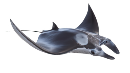 Realistic Manta Ray Profile Isolated on White Background