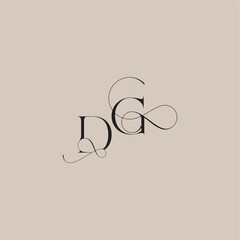 wedding serif monogram logo line and bold mix concept DG beautiful initial letter